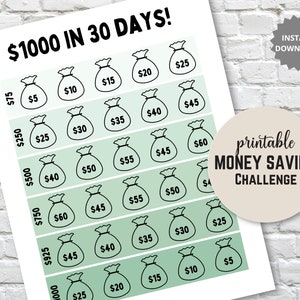 30 Day Money Saving Challenge | Printable Savings Tracker | Save 1k in ...