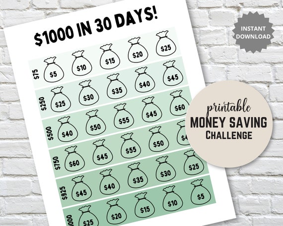 30 Day Money Saving Challenge Printable Savings Tracker - Etsy Australia