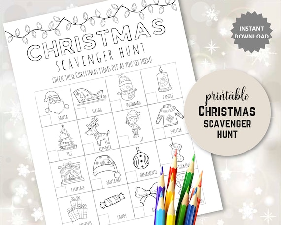 Printable Christmas Scavenger Hunt for Kids Kids Coloring - Etsy