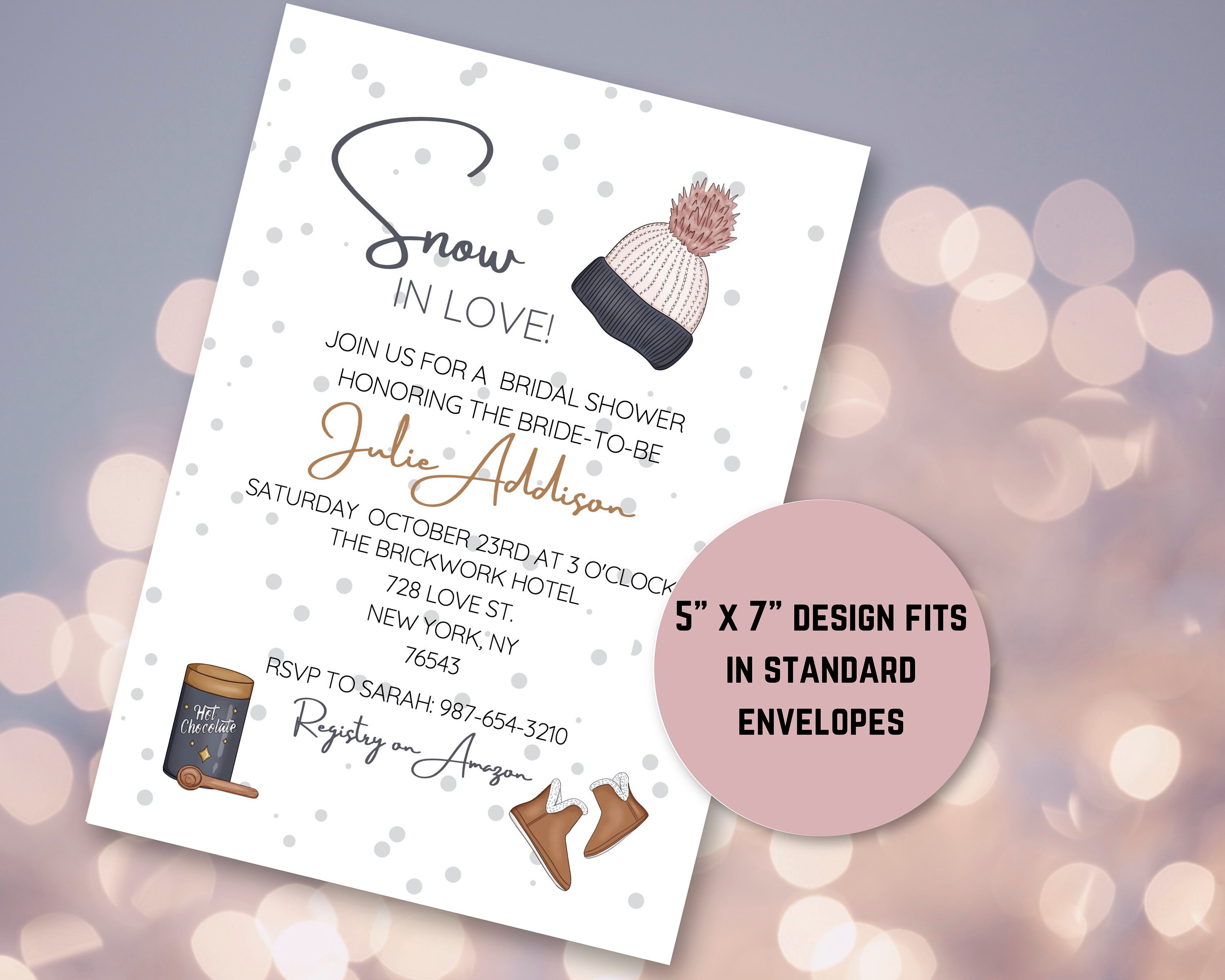 Editable Winter Bridal Shower Invitation Snow in Love | Etsy