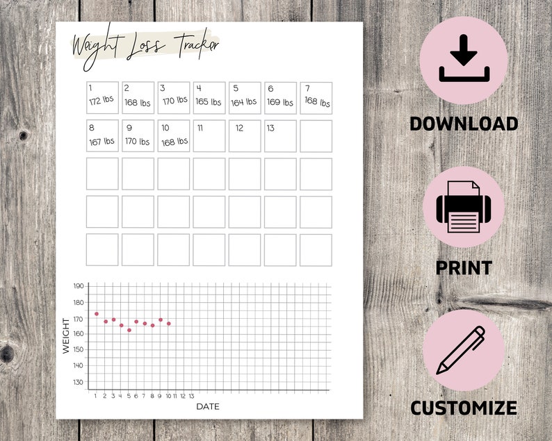 Printable Weight Loss Tracker | Weight Loss Journal | Weight Loss ...