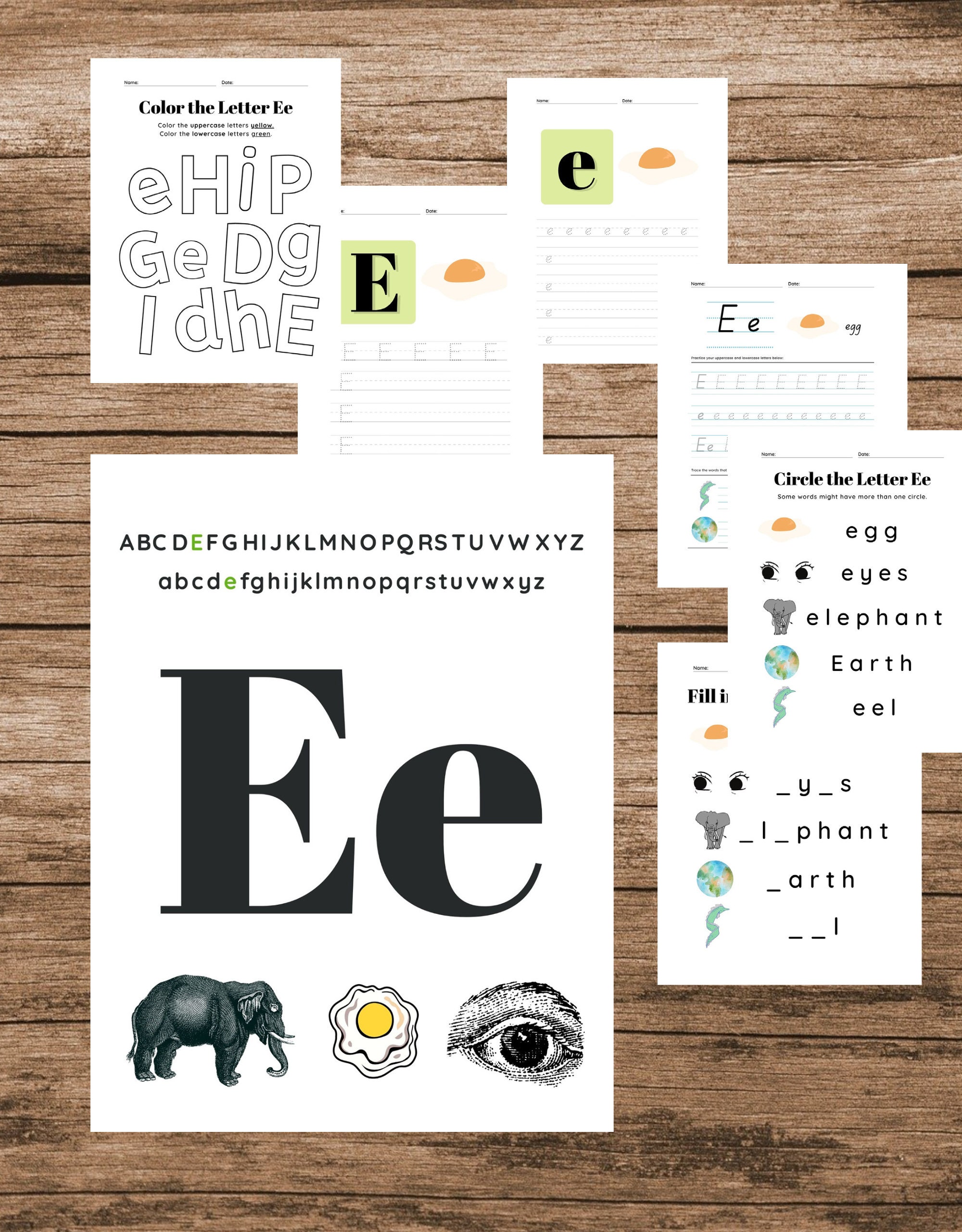 The Letter E Printable Handwriting Practice | Etsy