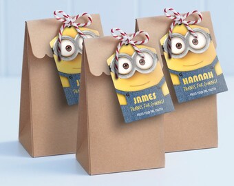 Minion printable lollie bag tags - edit and print as many copies as you like / personalised loot bags / Minion theme party tags
