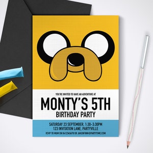 Adventure Time, Jake Printable Party Invite Edit and print as many copies as you like / DIY Adventure Time printable party invitation image 1