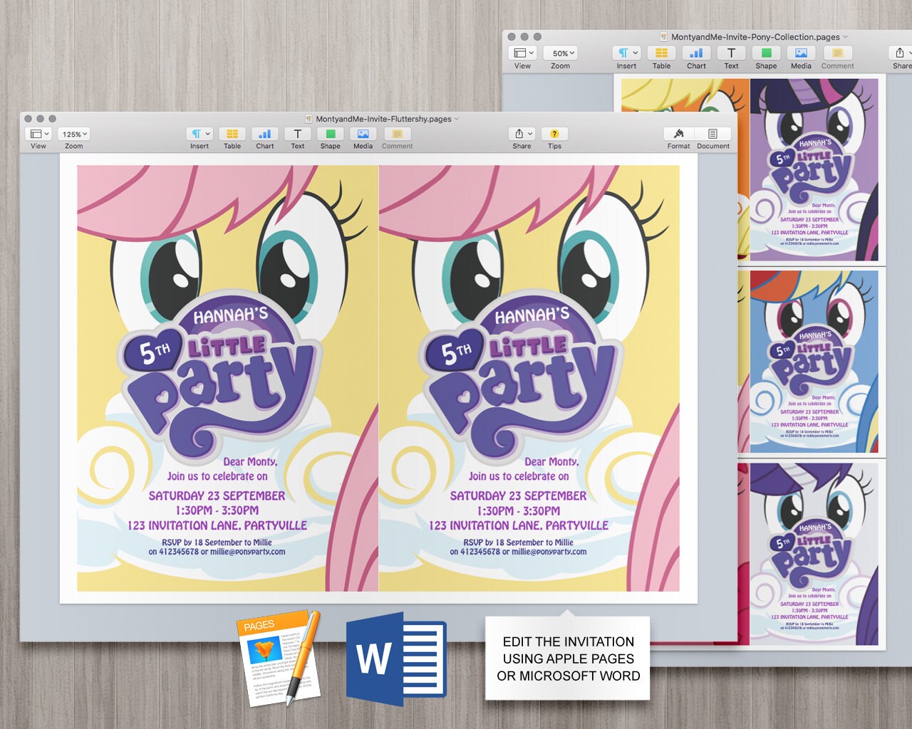My Little Pony Printable Invitations Pony Theme Party, My Little Pony ...