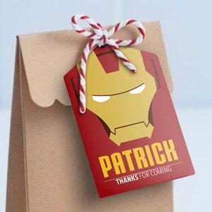 Iron Man Printable Lollie Bag Tags Edit & Print as many copies as you like / Iron Man Loot Bag Tags / Ironman party / Avengers Lollie Bags image 2