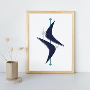 DIGITAL DOWNLOAD Boomerangs on a Pole Atomic Midcentury Art Poster Print