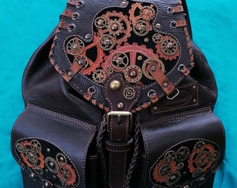 Steampunk leather backpack purse women Leather backpack men Designer bag Leather satchel Leather laptop bag Leather accessories for men