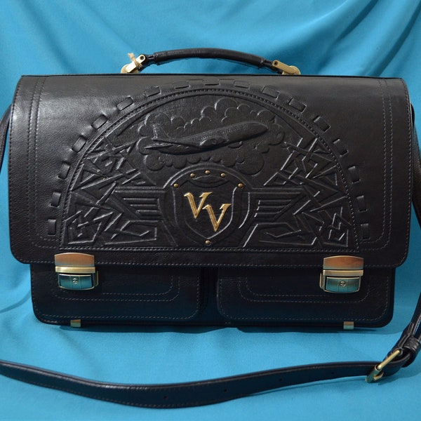 Custom leather messenger bag men Celtic leather briefcase men Custom leather laptop bag men Laptop case Personalized leather gifts for men