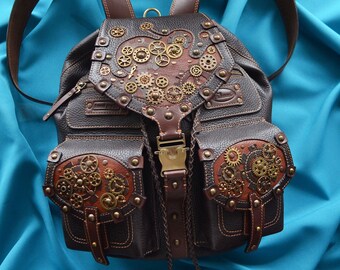 Steampunk leather backpack men Leather backpack purse women Luxury bag Designer bag Leather bag Leather accessories for men Gifts for him