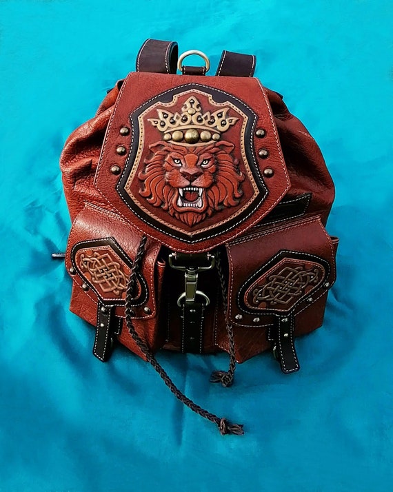 leather lion backpack