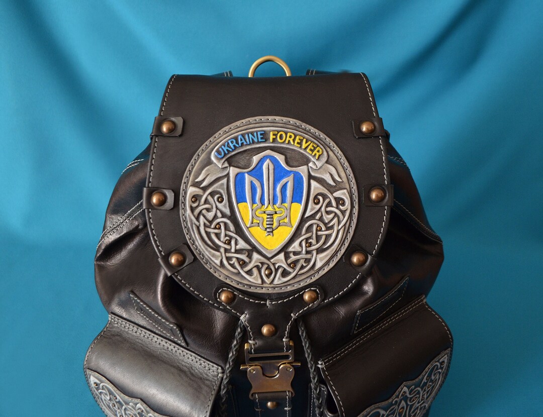 Ukrainian Flag Handmade Leather Backpack Men Leather Backpack Purse ...