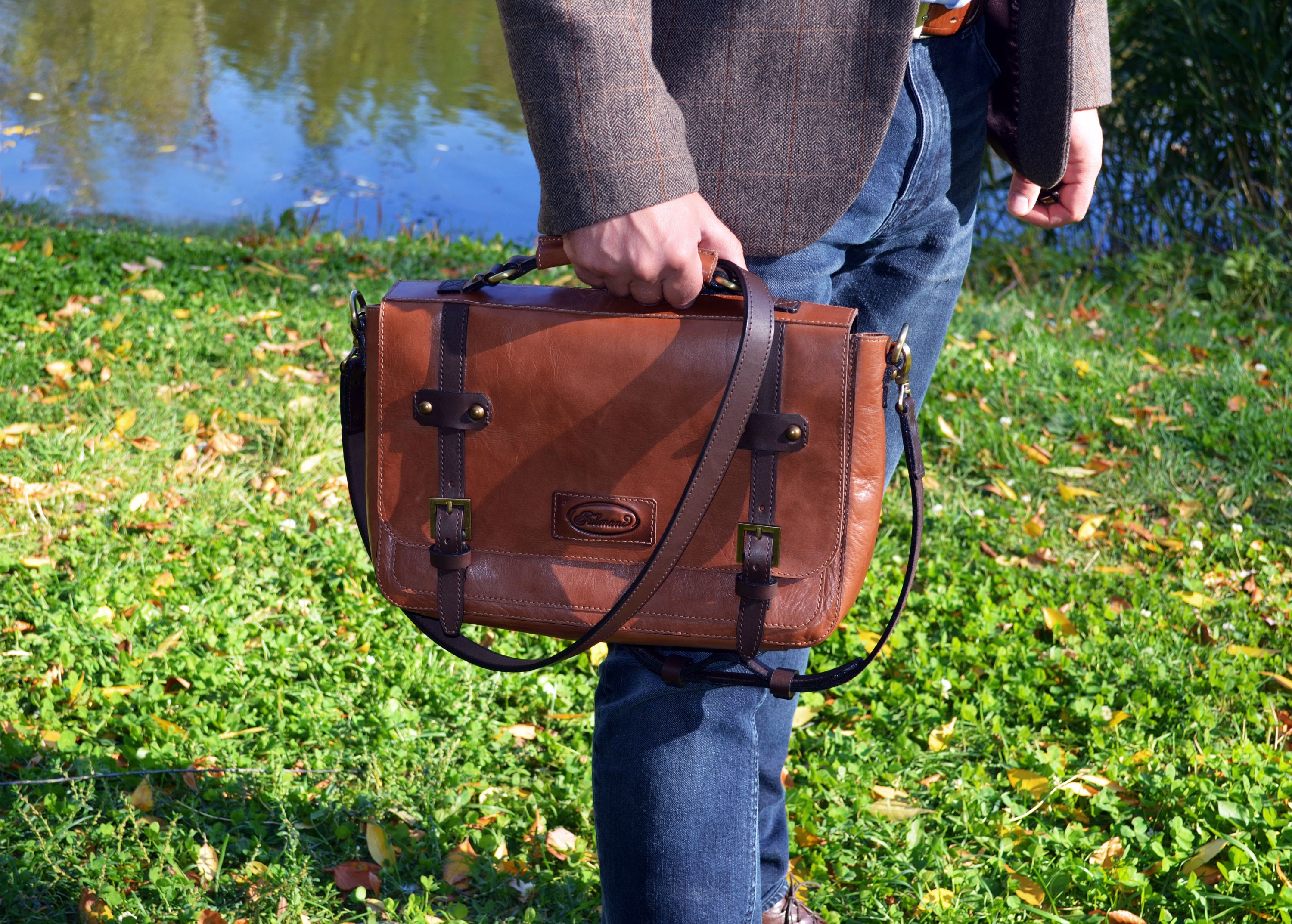 Leather Messenger Bag Men Leather Briefcase Men Leather Etsy