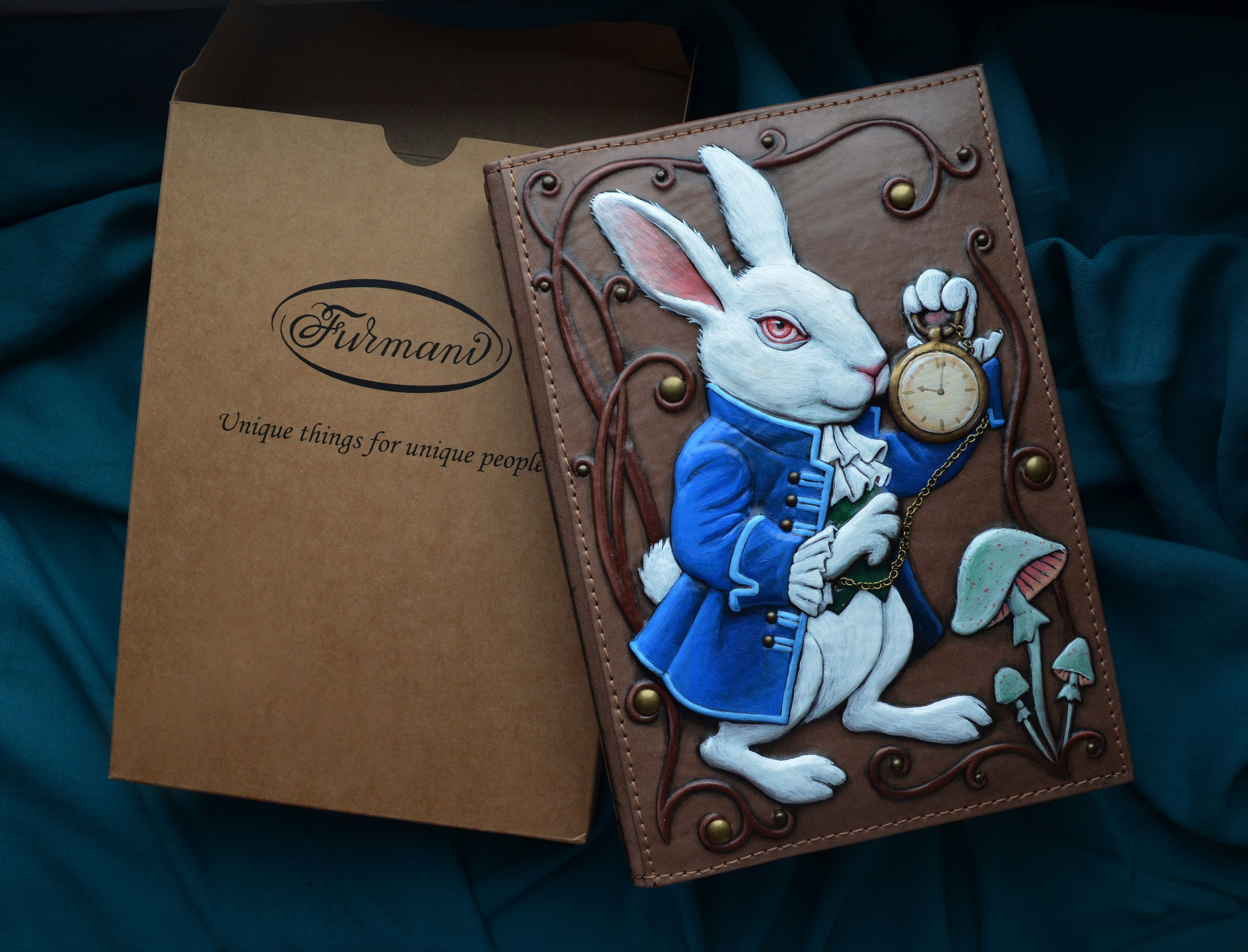 White Rabbit Alice in Wonderland Leather Notebook Journal - Etsy