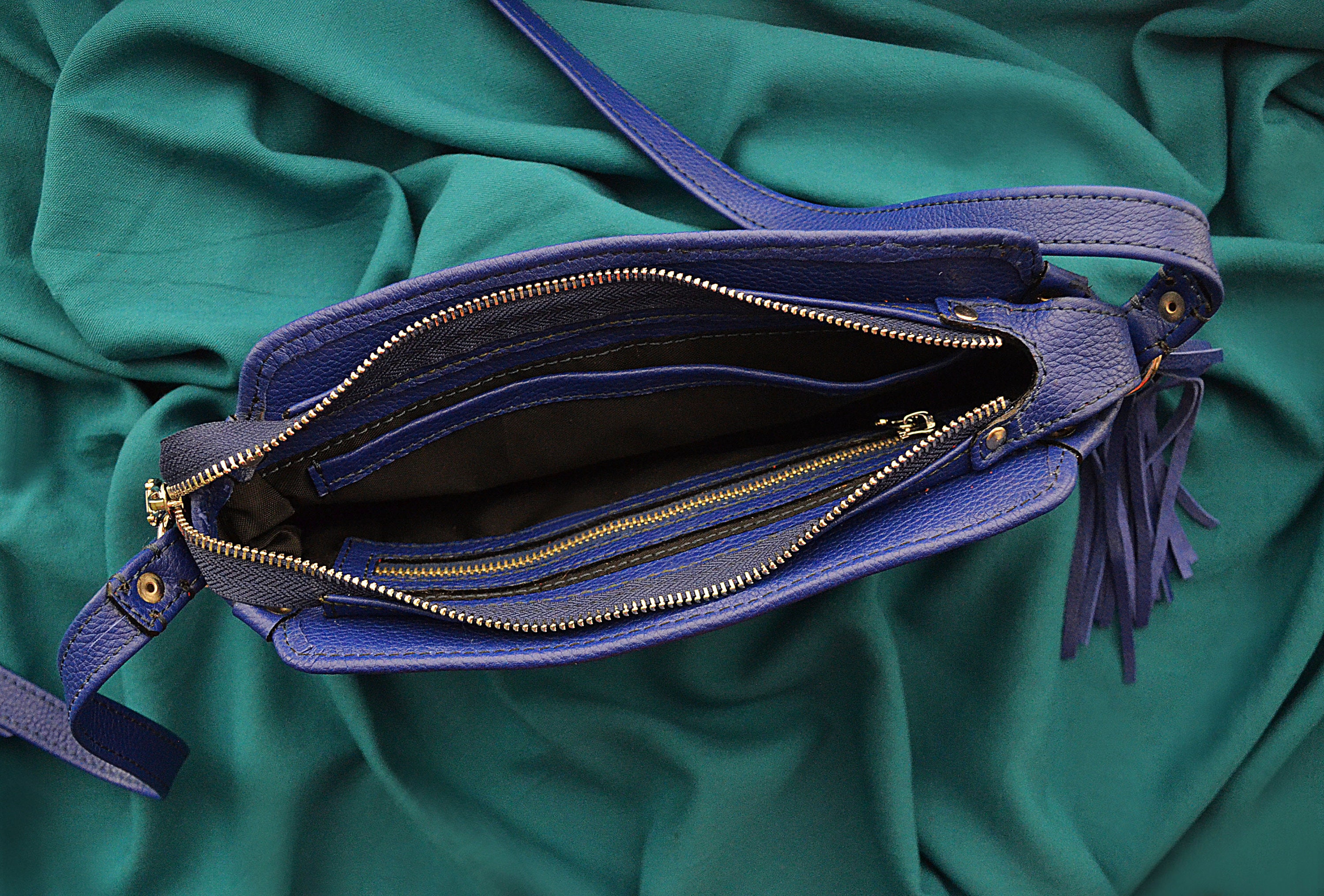 Blue leather bag Crossbody purse Crossbody bags for women Etsy