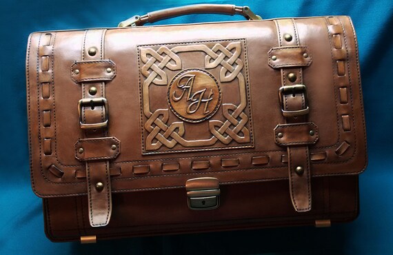 personalized leather briefcase