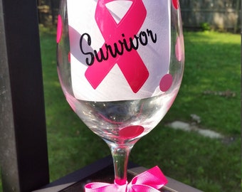Breast Cancer Awareness wine glass