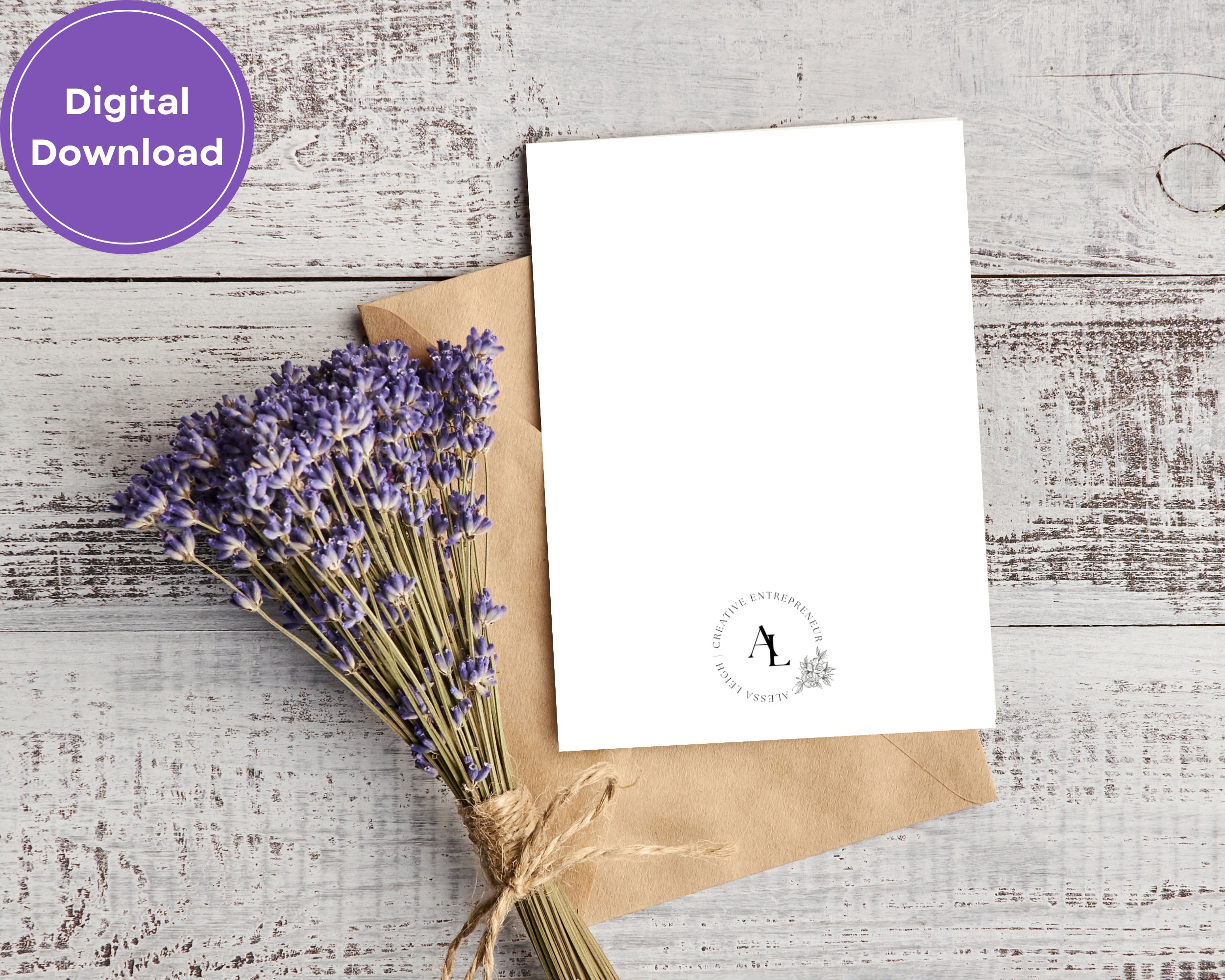 Printable 5x7 Thank You Card | Purple Floral Modern Design | Instant ...
