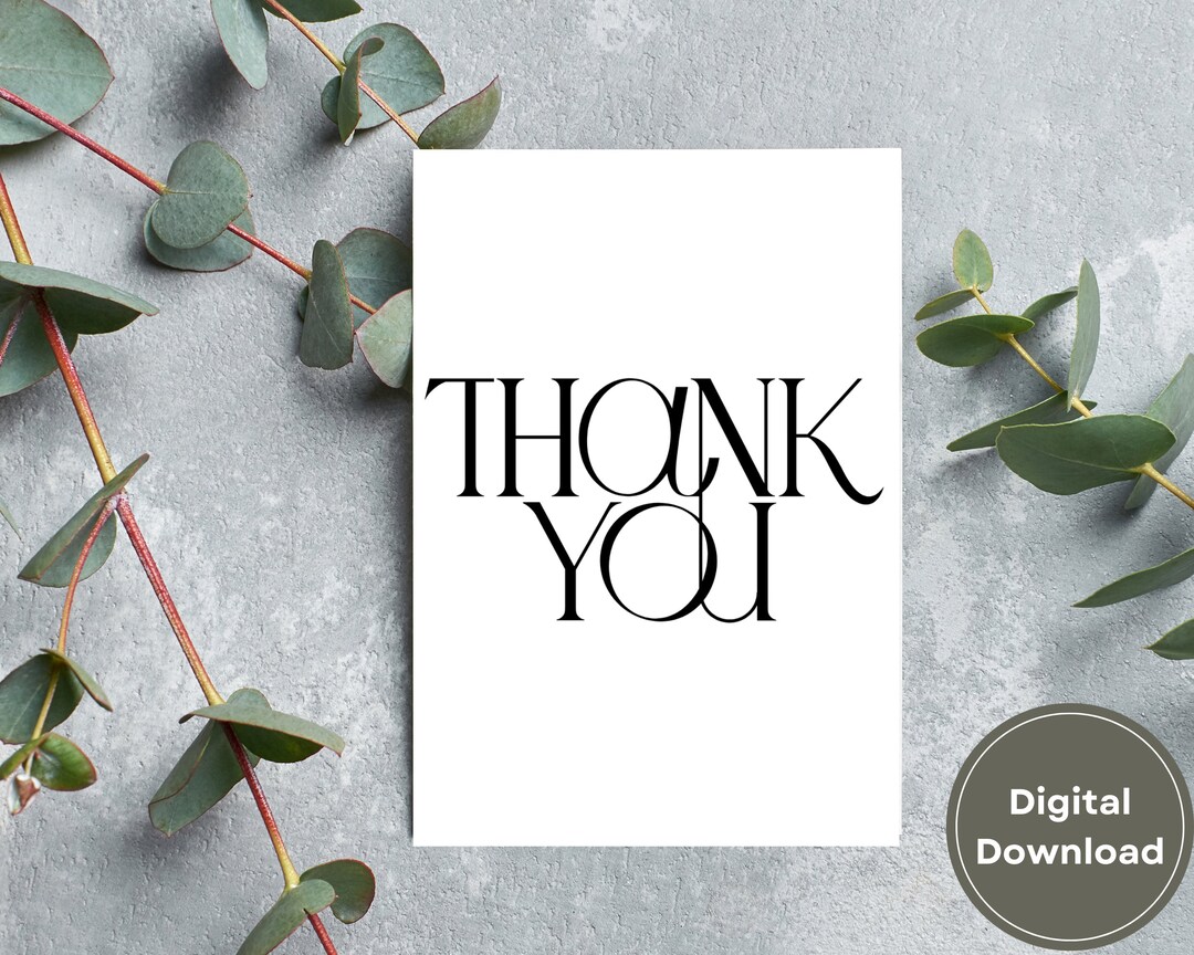 Printable 5x7 Thank You Card | Modern Minimalist Design | Instant ...