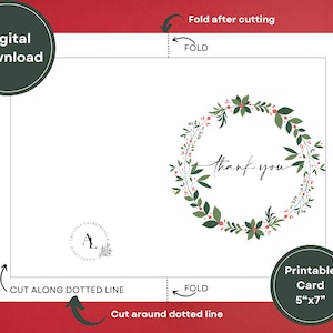 Printable 5x7 Thank You Card | Scandinavian Wreath Design | Instant ...