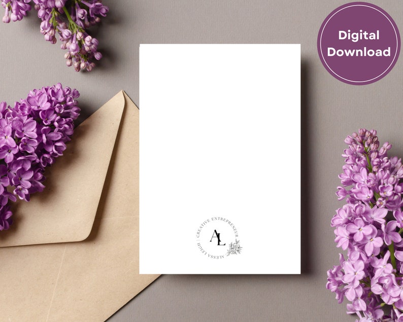 Printable 5x7 Thank You Card | Minimalist Script Design | Instant ...