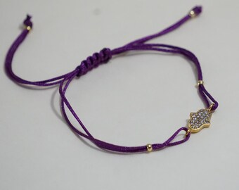 Fatma hand bracelet with purple string