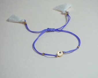Bracelet Evil eye parme avec pompons