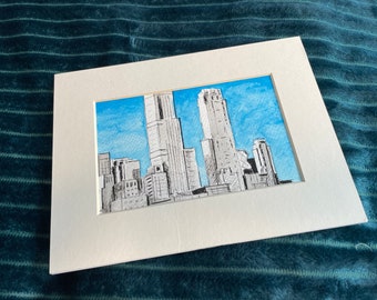 New York Skyline Original Watercolor