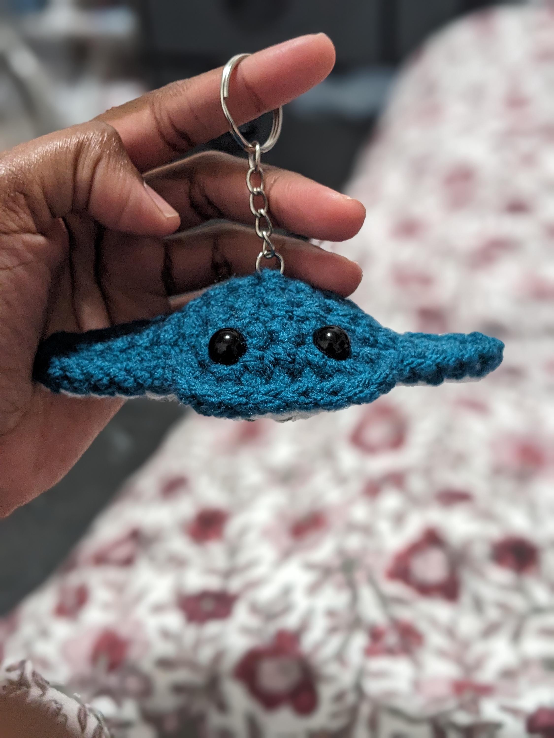 Stingray Crochet Patterns for Amigurumi and Plushies 20 Crochet Stingray Keychain: Handmade Sea Animal Plush Charm