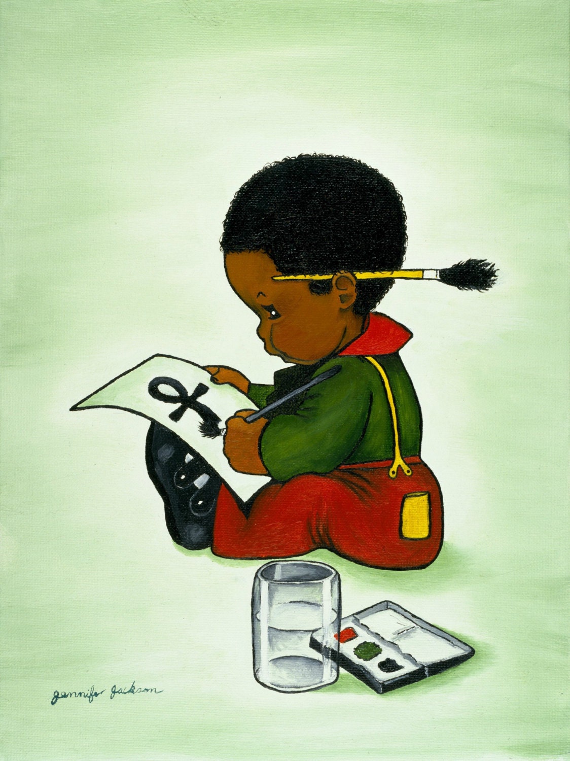 African American Art Print for Children Room Boy Girl Painting Drawing ...
