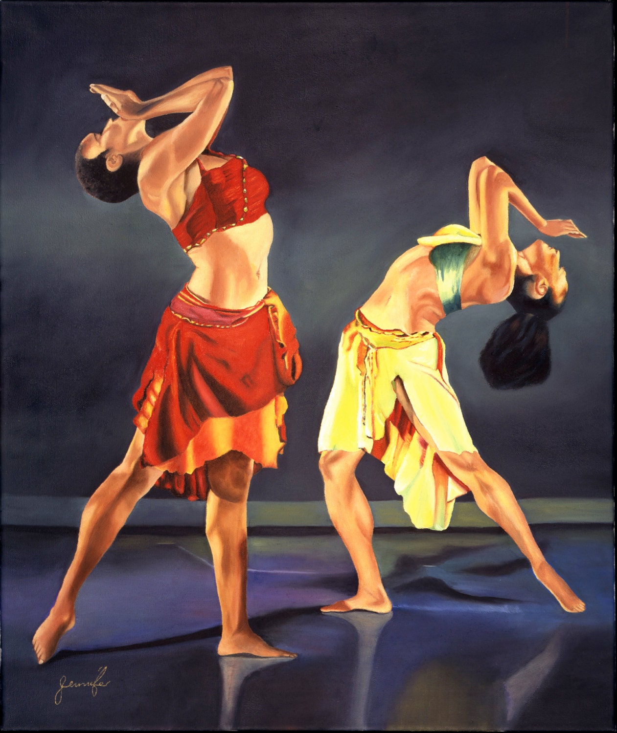 Art Print African Aamerican Ballet Dancers Digitial Image Colorful