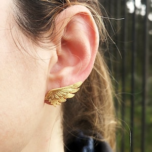 Gold wing earrings discount