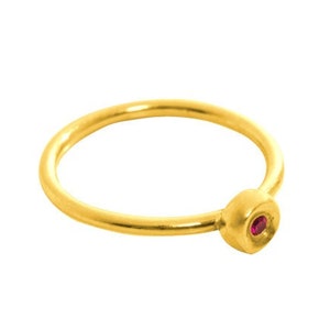 Minimalist Ruby Engagement Ring, 18k Solid Gold Solitaire Ring, Promise Ruby Ring, Gold Stacking Ring