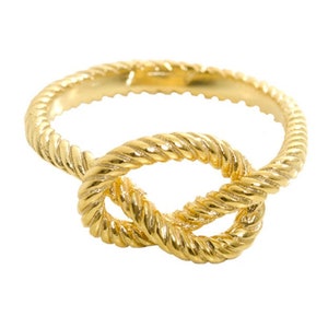 Knot Ring, Handmade 18K Solid Yellow Gold, I Love You Knot Ring, Handmade Rope Ring, Nautical Knot Ring, Tie The Knot, Greek Jewelry