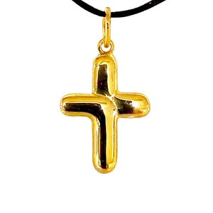 Minimal Gold Cross Necklace, 14k 18k Yellow Gold, Handmade Unisex Cross Pendant, Gift For Baby