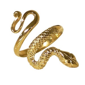 Gold Snake Ring 18K, Handmade Serpent Wrap Ring, Solid Gold Snake Jewelry, Unique Gold Statement Ring For Her