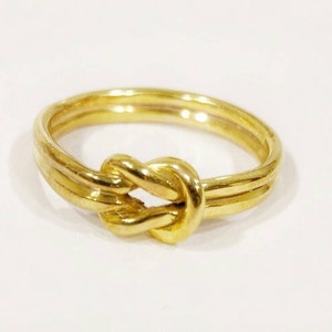 Ancient Greek Hercules Double Knot Ring, Handmade 14k Solid Gold Ring, Love Promise, Binding Jewelry