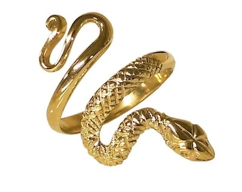 18k Solid Gold Snake Ring, Handmade Serpent ring, Wrap Statement Jewelry, Fine Greek Jewelry