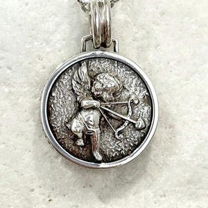 Sterling Silver Cupid Necklace, Mythical Eros Chain Pendant,  Cherub Medallion, Love And Desire Jewelry, Greek Roman Art Inspired Charm
