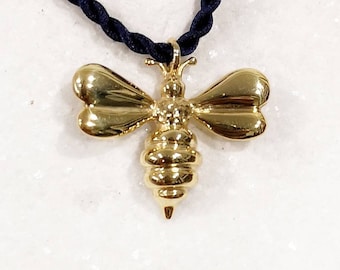 Bee Necklace, 14k -18k Solid Yellow Gold Bee Charm Pendant, Bumblebee Necklace, Greek Jewelry, Manchester's bee