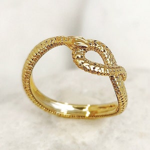 Ouroboros Ring, 14K Gold Tail Eating Snake Ring, Serpent Jewelry, Snake Ring for Women, Serpent Ring, Spiritual Fine Jewelry, Cycle of Life