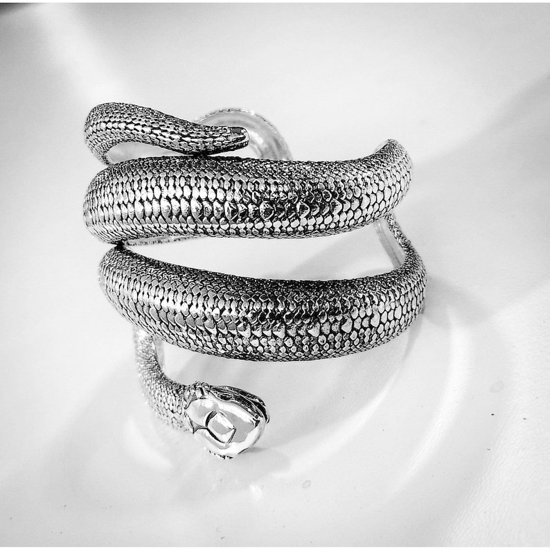 Statement Wide Snake Bracelet Sterling Silver Crawling Etsy