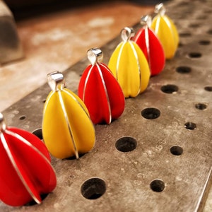 Unique Egg Necklace, Sterling Silver Modern Egg Shape Pendant, Enamel Egg Pendant, Red Enamel Egg Necklace, Easter Gift For Her