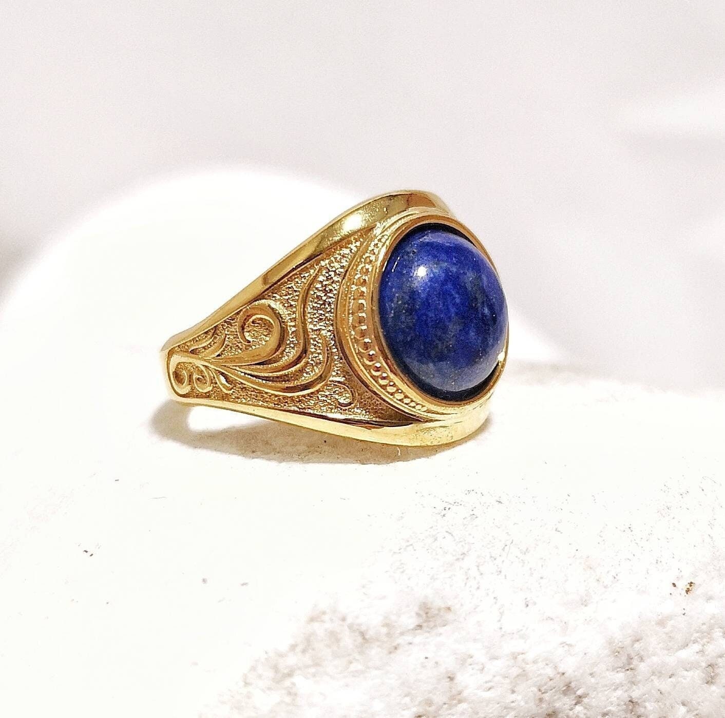 Bague Alliance En Or Massif 14 Carats - Décor Frise Grecque, Taille 54 - Comme Neuve