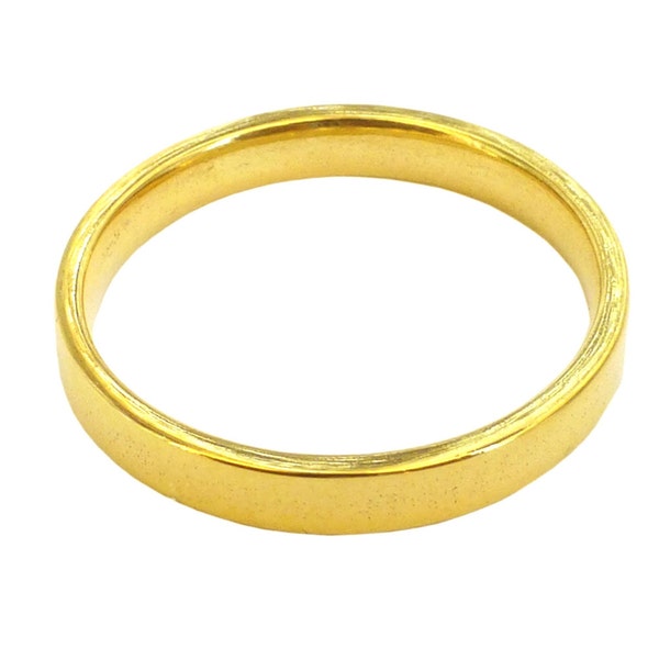 Alianza de boda cuadrada de oro amarillo de 18 quilates hecha a mano: diseño atemporal