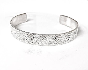 Sterling Silver Cuff Bracelet: Unisex Geometric Design, Ancient Greek Style