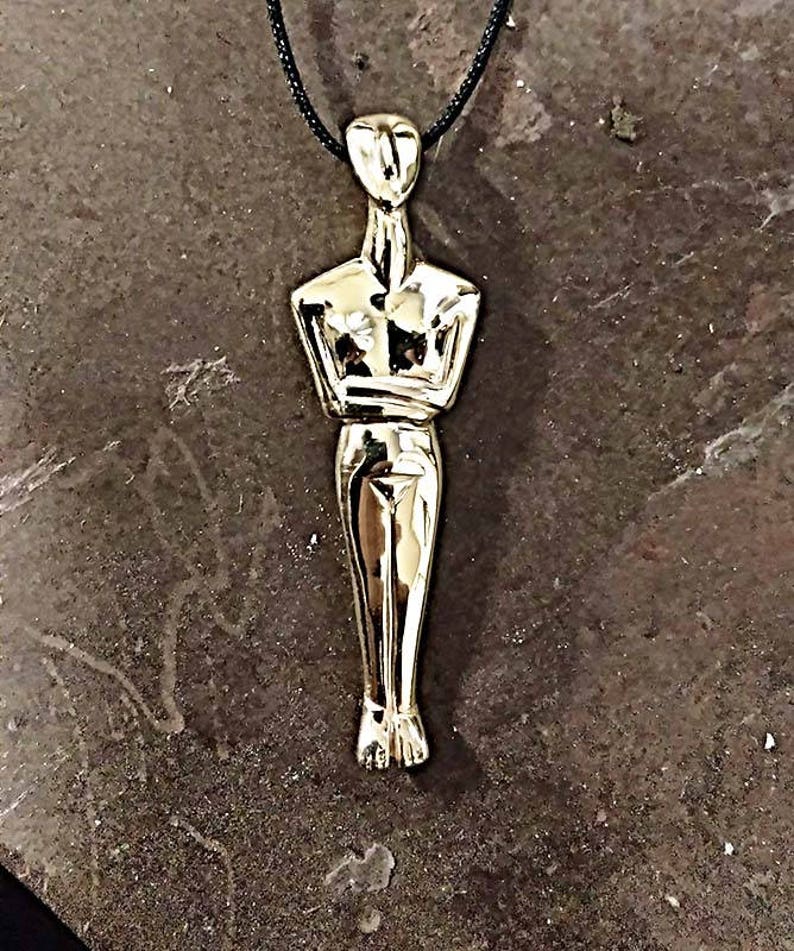 Ancient Greek Cycladic Art Necklace Aegean Art Greek Jewelry Elegant Abstract Statue Handcarved Cycladic Period Symbol Female Sculpture