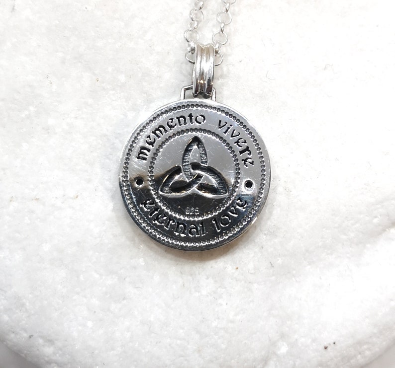 Eternal Love Skeleton Necklace, Silver Engraved Memento Mori Necklace, Stoic Pendant, Amor Fati, Goth jewelry, Gift for lover, Men gift