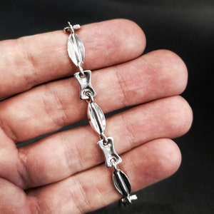 Sculptural Sterling Silver Bracelet For Men, Handmade Oxidized 925 Link Jewelry, Contemporary Design Gift