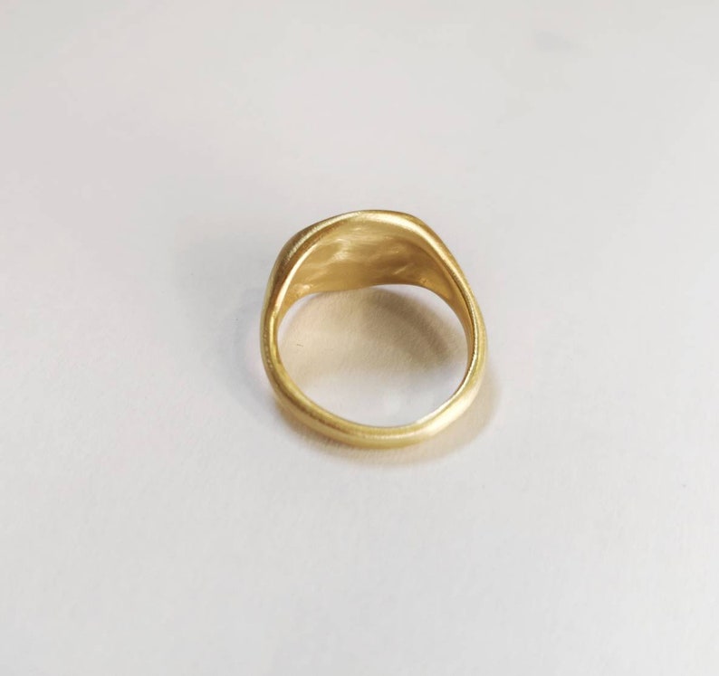 18k Gold Signet Ring for Men Matte Finish Personalized Round - Etsy